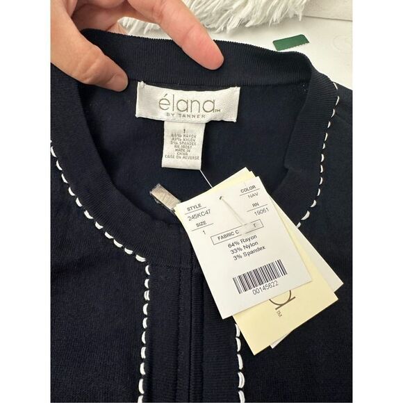 Elana by Tanner 2-Piece Cardigan & Tank‎ Navy Knit Set size 1 / Large NEW - Picture 8 of 12